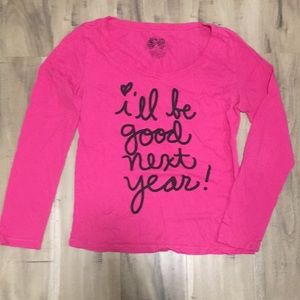 Pink Long Sleeve Graphic Sleep Tee